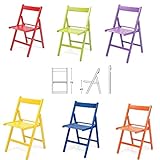 buiani 6 sillas de colores de madera barnizada, plegables para camping, casa y jardín (rojo, verde, morado, amarillo, azul, naranja)