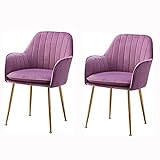 Juego de 2 sillas de Comedor de Terciopelo con Patas de Metal, sillón tapizado de Franela, sillón para Ocio/Oficina/recepción/Sala de Estar/Cocina (Color : Púrpura, tamaño : Patas Doradas)