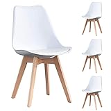 Nordic Time Un juego de 4/6 diseño ergonómico, silla de comedor tapizada, 83 x 48 x 47 cm, adecuado para comedor, dormitorio, sala de recepción (blanco, 4)