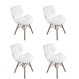 N/C – Juego de 4 sillas de piel sintética para comedor, patas de madera, 74 cm, color blanco