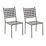 LOLAhome Set de 2 sillas de jardín apilables Cartago de Hierro Marrones de 49x61x90 cm