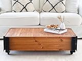 Mesa de centro tipo baúl de madera maciza de nogal, mesa auxiliar vintage estilo shabby chic