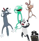 Comius Sharp Marcapáginas 3D, 4 Marcadores de Animales de Dibujos Animados, Bonitos Marcadores de Animales Aplastados, Papelería para Estudiantes, Regalos de Lectura, Regalo Creativo, Ideal para Niñas