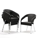 Bolero CG223 mimbre Bistro envolventes silla, negro (Pack de 4)