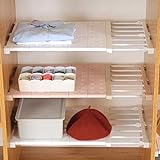 Homieco Estante de almacenamiento extensible para armario, separador ajustable para armario, barra organizadora para cocina, baño, dormitorio