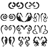 ZeSen Jewelry Agraciado falso del oído medidores acrílico espiral tribal 16g formas cónicas enchufes falsos Horn aretes 11 pares por estilo mixto