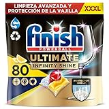Finish Powerball Ultimate Infinity Shine pastillas lavavajillas, 80 cápsulas lavavajillas, Limpieza avanzada y protección de la vajilla, Aroma limón