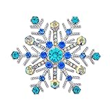 Bling Jewelry Gran Pin de Broche de Copo de Nieve de Invierno congelado Azul Hielo múltiple para Mujeres Fiesta navideña de Cristal congelado Invierno rodiado aleación