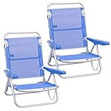 LOLAhome Pack de 2 sillas de Playa Convertibles en Cama de Aluminio y textileno (Azul)