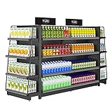Estantería de servicio pesado de 4 niveles, estantes de almacenamiento ajustables de grado comercial, estante de supermercado de Metal for organizador de garaje de cocina ( Color : Black , Size : 223*