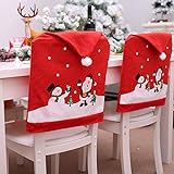 Cozyhoma - 6 fundas de Navidad para respaldo de silla con gorro rojo de Papá Noel en la parte trasera, decoración de mesa para Navidad
