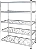Amazon Basics, 5 estantes - Estantería de rejilla de acero, de doble poste, con varios estantes, de alta resistencia - 152 x 61 x 198 cm