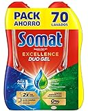 Somat Excellence Gel Anti-Grasa (70 lavados), detergente lavavajillas desengrasante, lavavajilla líquido automático en botella, jabón para platos con desengrasantes activos