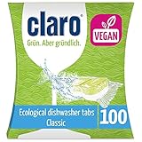 Claro Classic Pastillas Lavavajillas - 100 Capsulas - Biodegradables, sin Plastico y Fosfatos