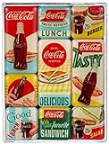 Nostalgic-Art Juego de Imanes Retro Coca-Cola – Delicious – Regalo para Aficionados a Coke, Decoración para la Nevera, Diseño Vintage, 9 Unidades